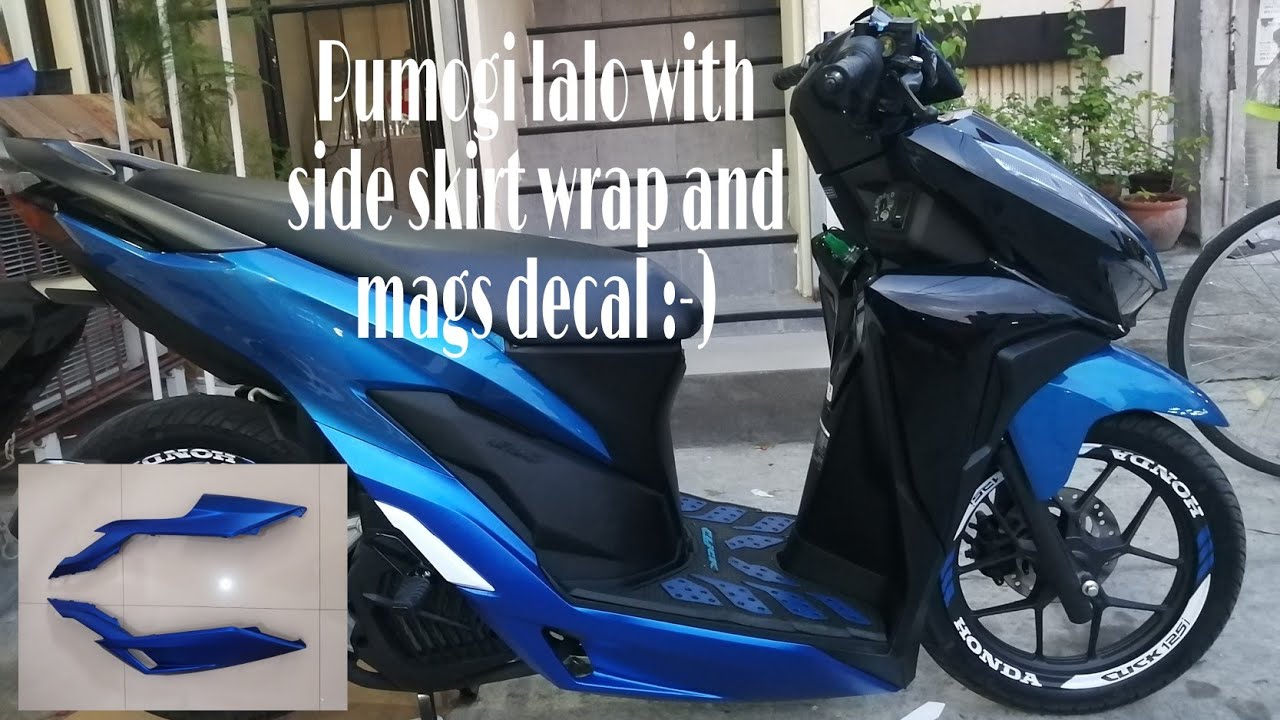 Honda click sideskirt wrap using primewrap matte chrome blue