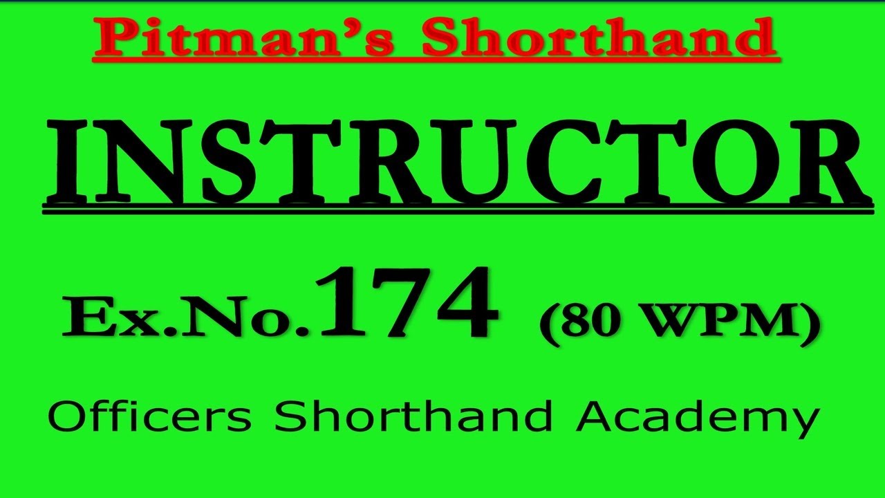 Dictation of Pitman Instructor And Key Ex No.174 | @sohailshouket | Instructor | Shorthand Dictation