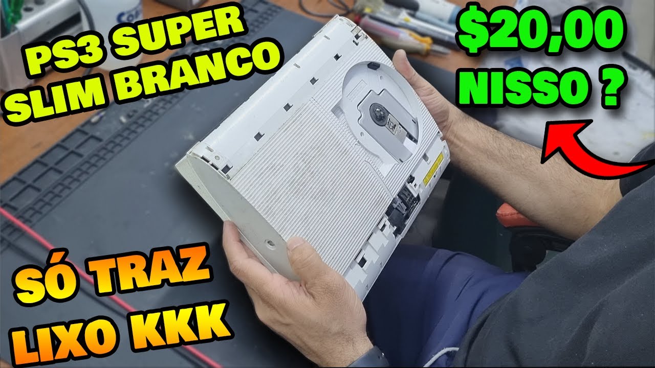 PS3 SUPER SLIM BRANCO DO FERRO VELHO LEVEI NO TÉCNICO ELE FALOU QUE SÓ LEVO LIXO PRA ASSISTÊNCIA !