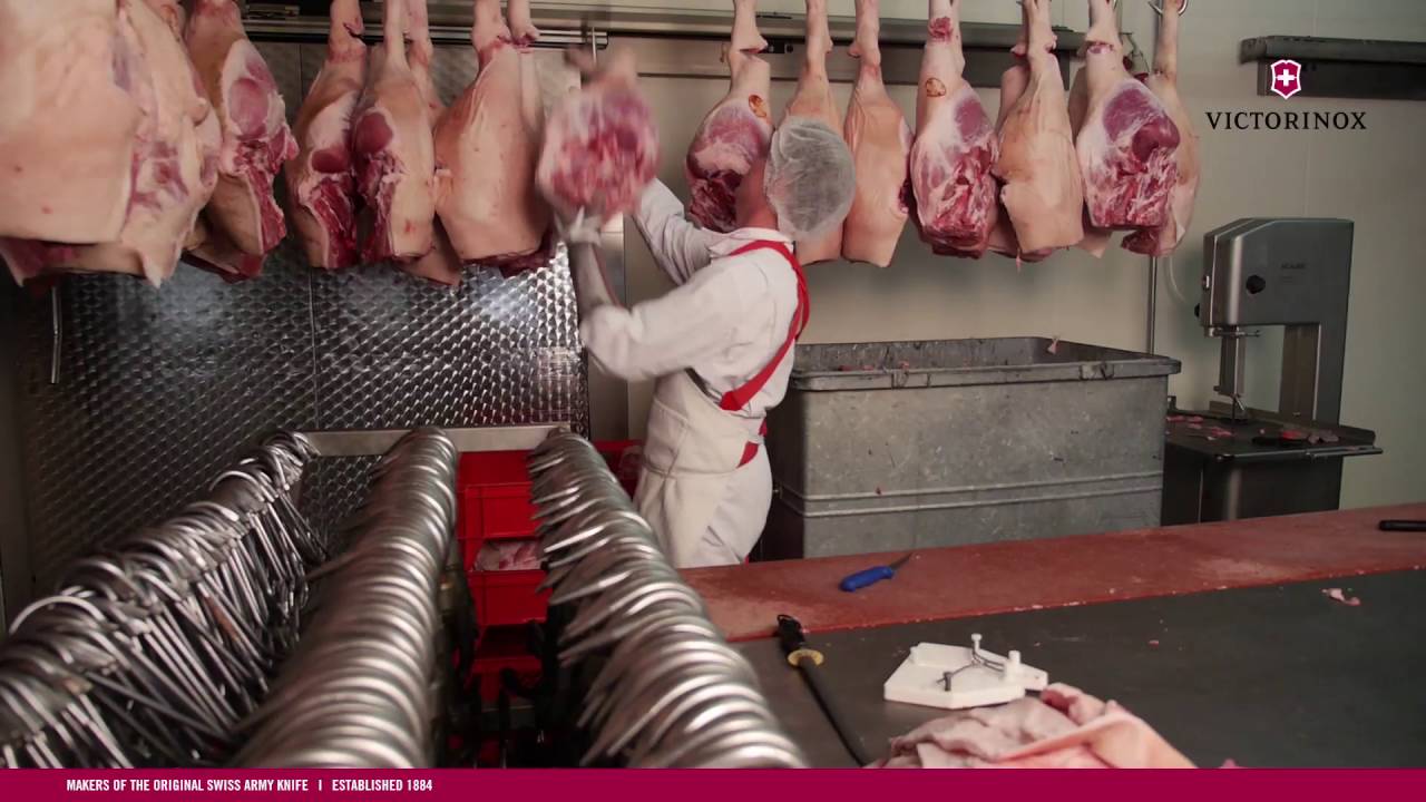 VICTORINOX Berufs-/Metzgermesser im Einsatz bei der Schweinefleisch-Verabeitung