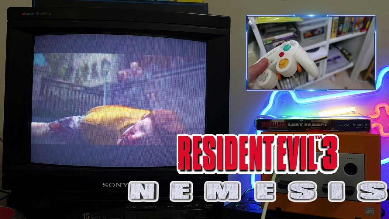 Resident Evil 3 Gameplay on an original Gamecube with a Trinitron CRT TV