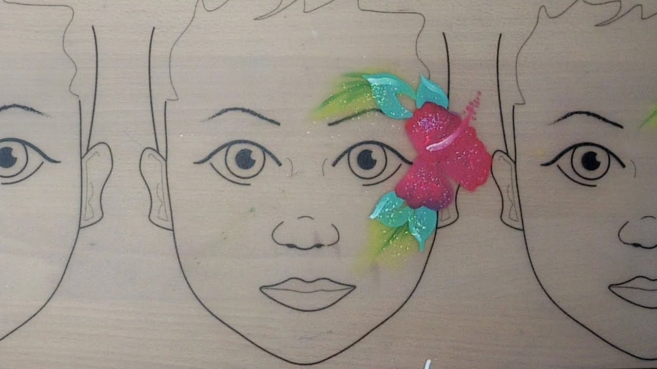 Flat-style Tropical Flower Hibiscus Face Paint
