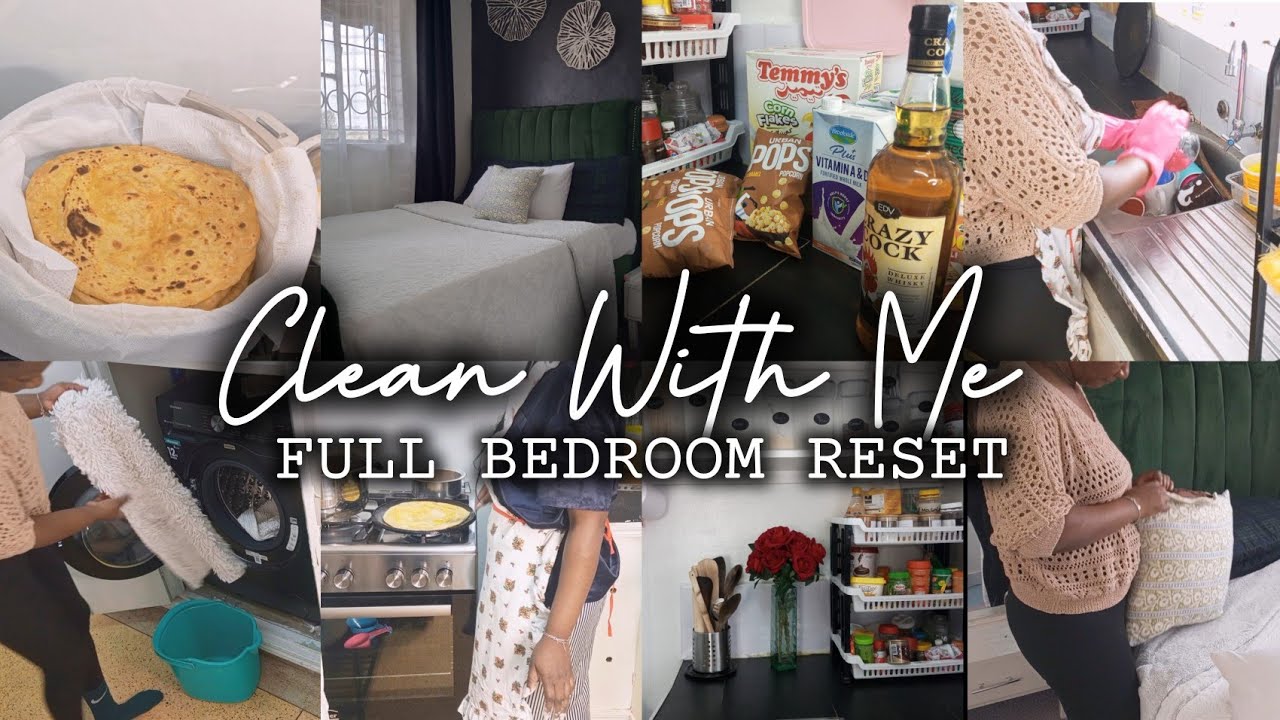 CLEAN WITH ME | FULL BEDROOM ROOM RESET + KITCHEN CLEANING & COZY DINNER MOTIVATION | LAUNDRY 