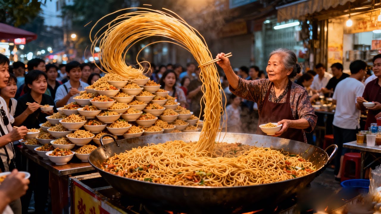 Bà Năm Đường: Mì xào cổ 38 năm, 12yuan mì tươi xào!