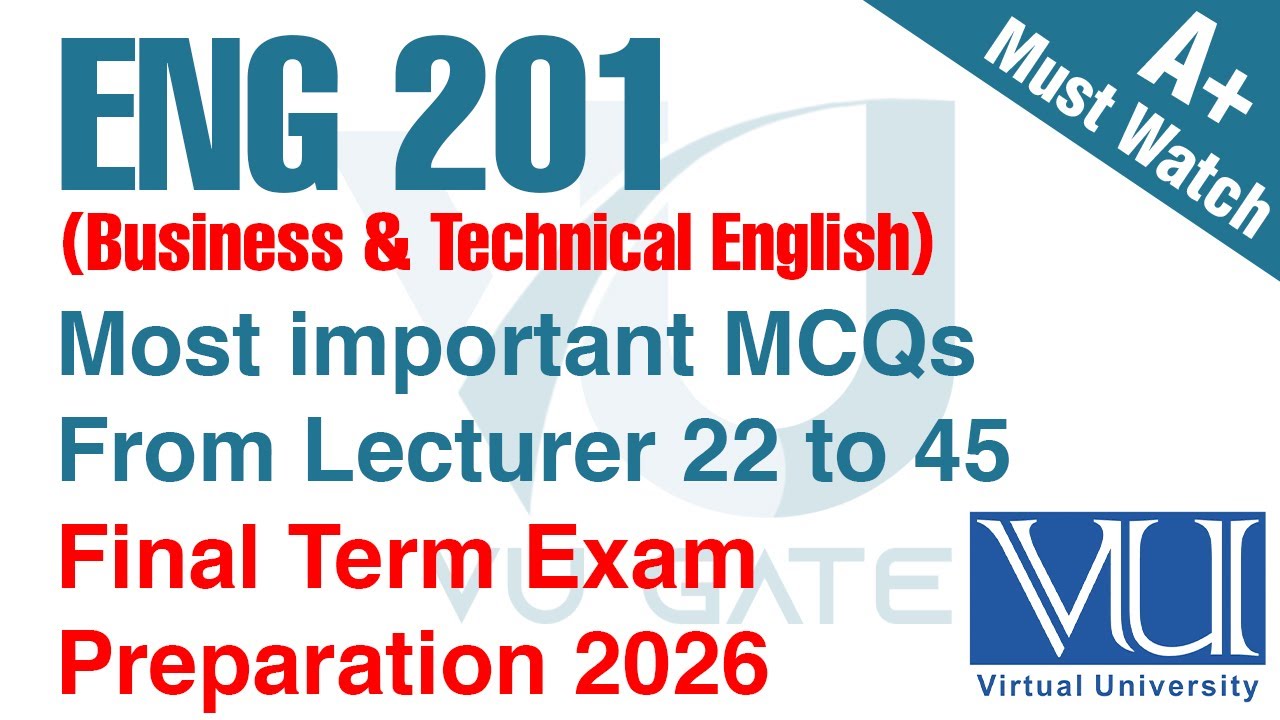 ENG201 Final Term Preparation 2026 | Business & Technical English | VU Gate
