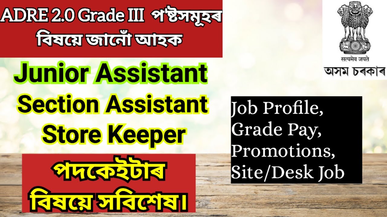 ADRE 2.0 Post Details | ADRE Posts Details | ADRE Assam Post Details | ADRE Job Profile