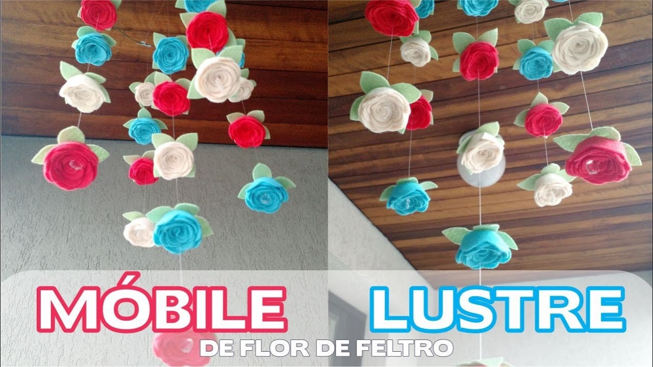 Móbile / Lustre com Flores de Feltro