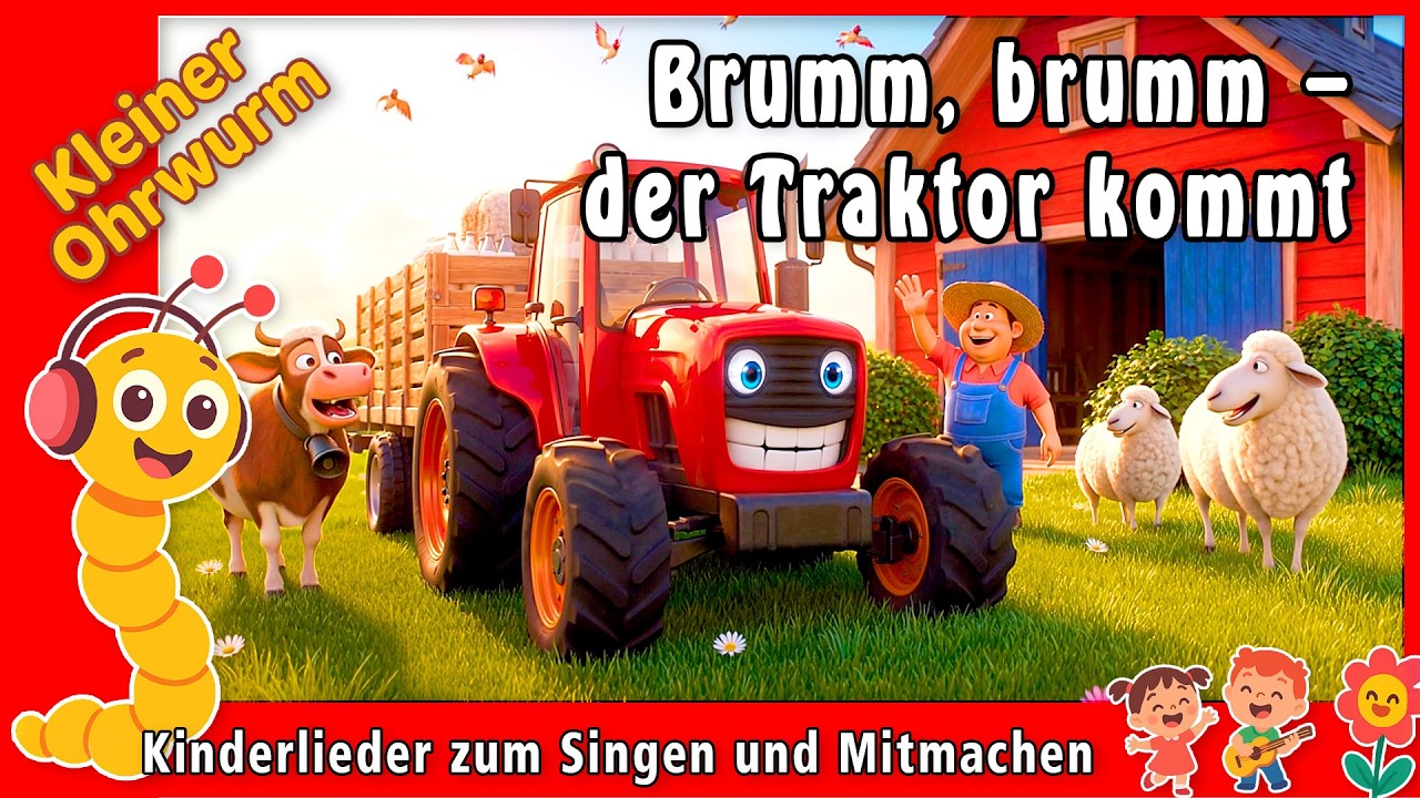 Der fröhliche Traktor holt alle Tiere ab. – Mit lustigem Animationsvideo