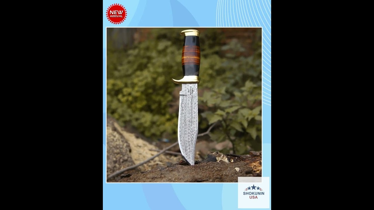 Darkstar Custom Bowie Knife with Bull Horn & Stacked Leather Composite Handle