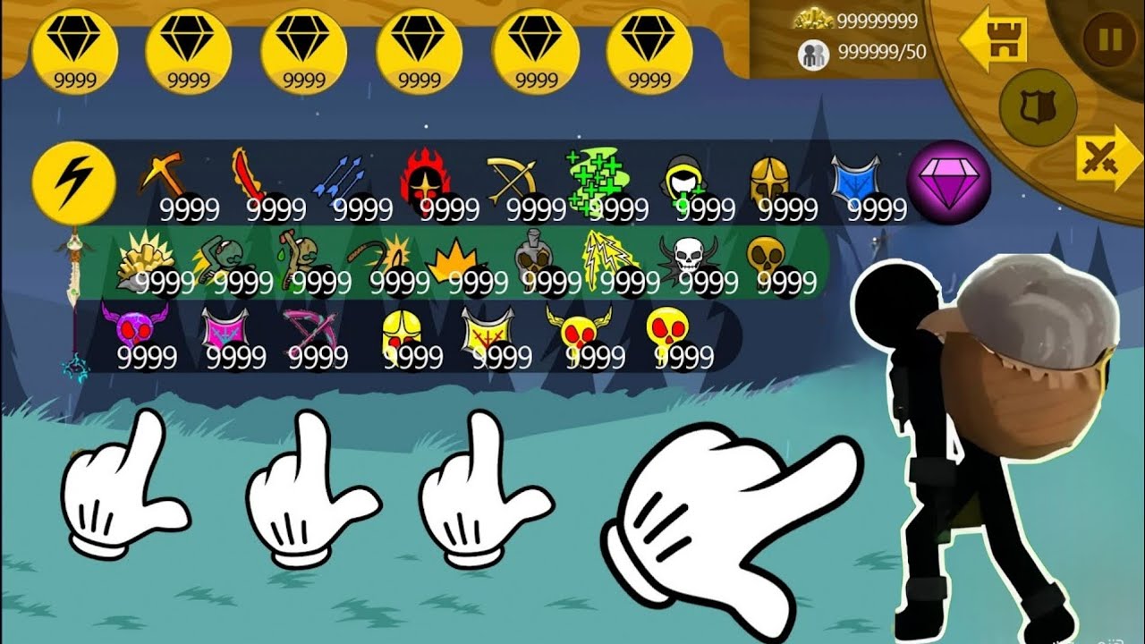 MOD 9999 Items Summon rock giant boss level max | stick war legacy