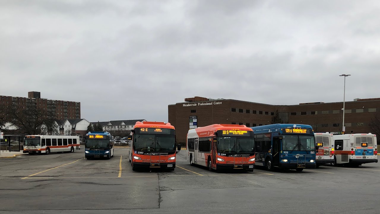 MiWay buses at the Meadowvale Town Centre