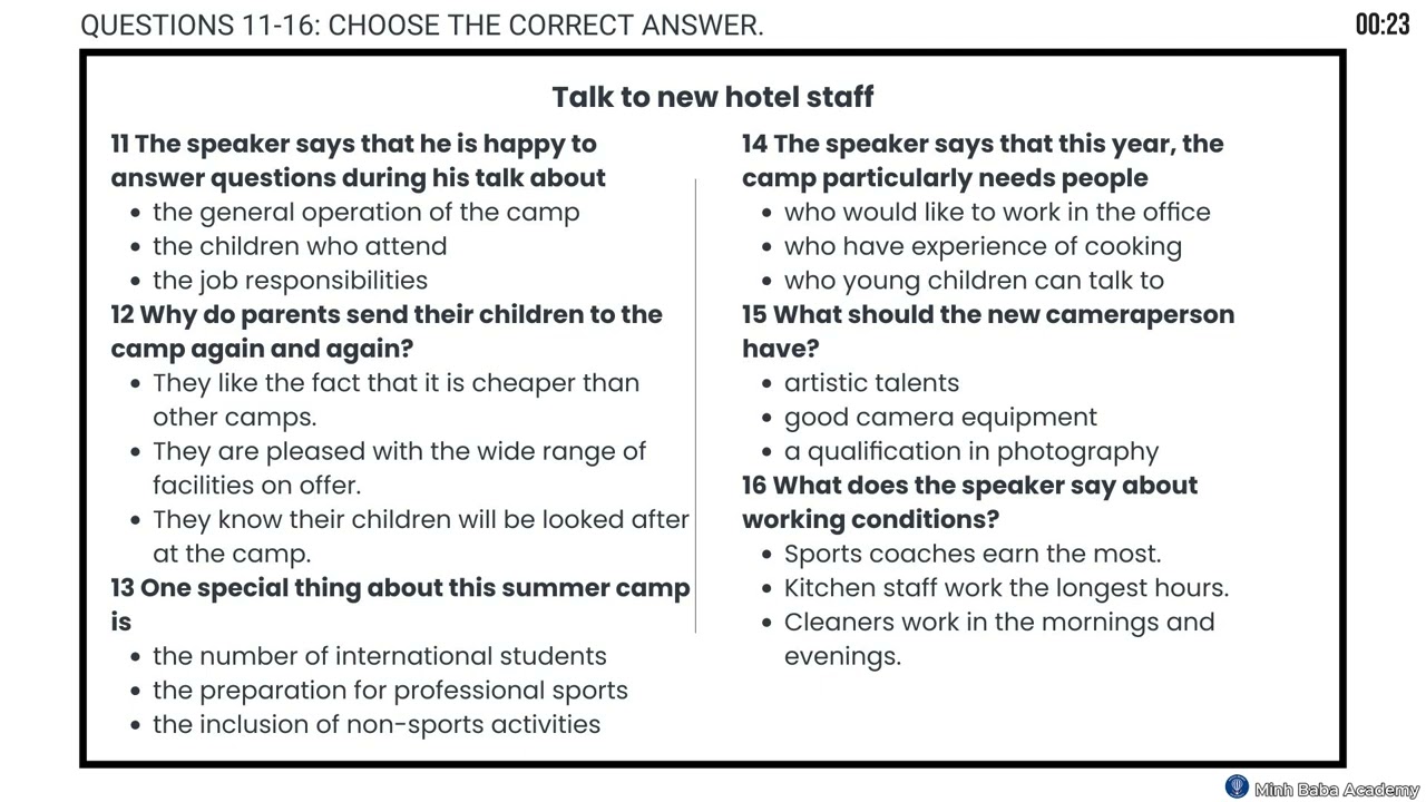 TEST 7 IELTS Listening NO.11