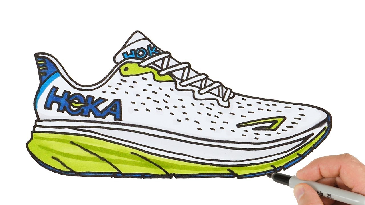 Как нарисовать кроссовки Hoka | Очень простое пошаговое руководство!