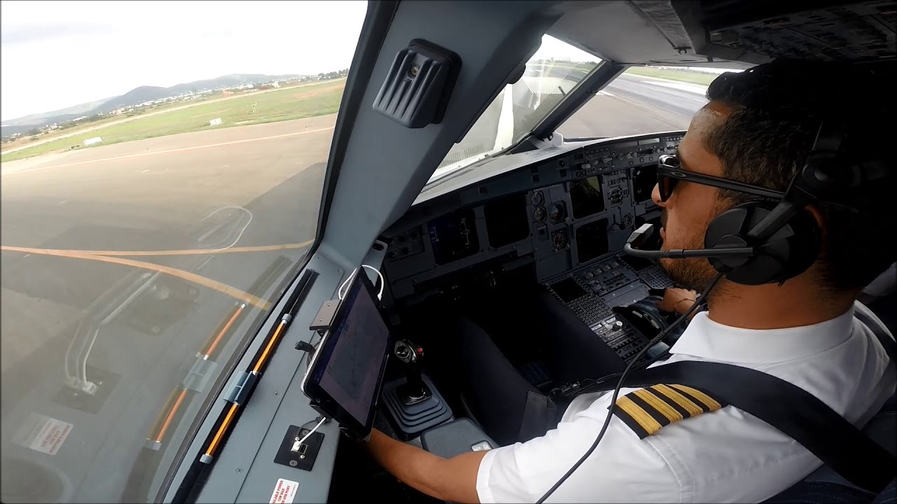 Airbus 320 Taxing  + Taking off from AMSTERDAM and Landing in IBIZA cockpit view ! HD