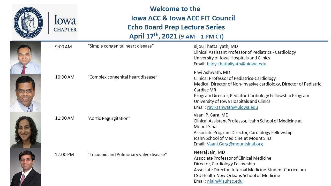 April 17 - IA ACC Echo Board Prep Lecture Series