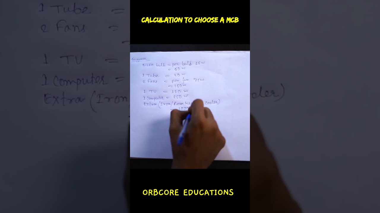 Calculation to Choose a MCB | How to choose MCB for home | How to Select MCB Rating  #shorts #mcb