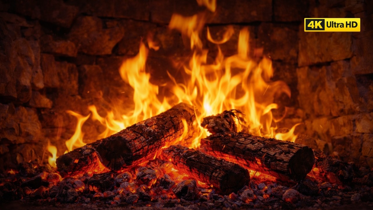 Cozy 4K Fireplace 🔥 Crackling Fire Sounds for Sleep, Relaxation & Peaceful Evenings (3 Hours)