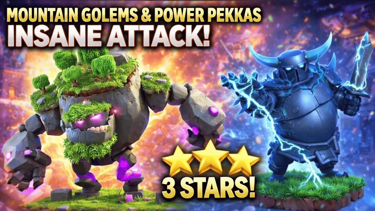 Mountain Golems + Power PEKKAs INSANE Attack ⚡ EASY 3 Star Strategy! | Clash of Clans