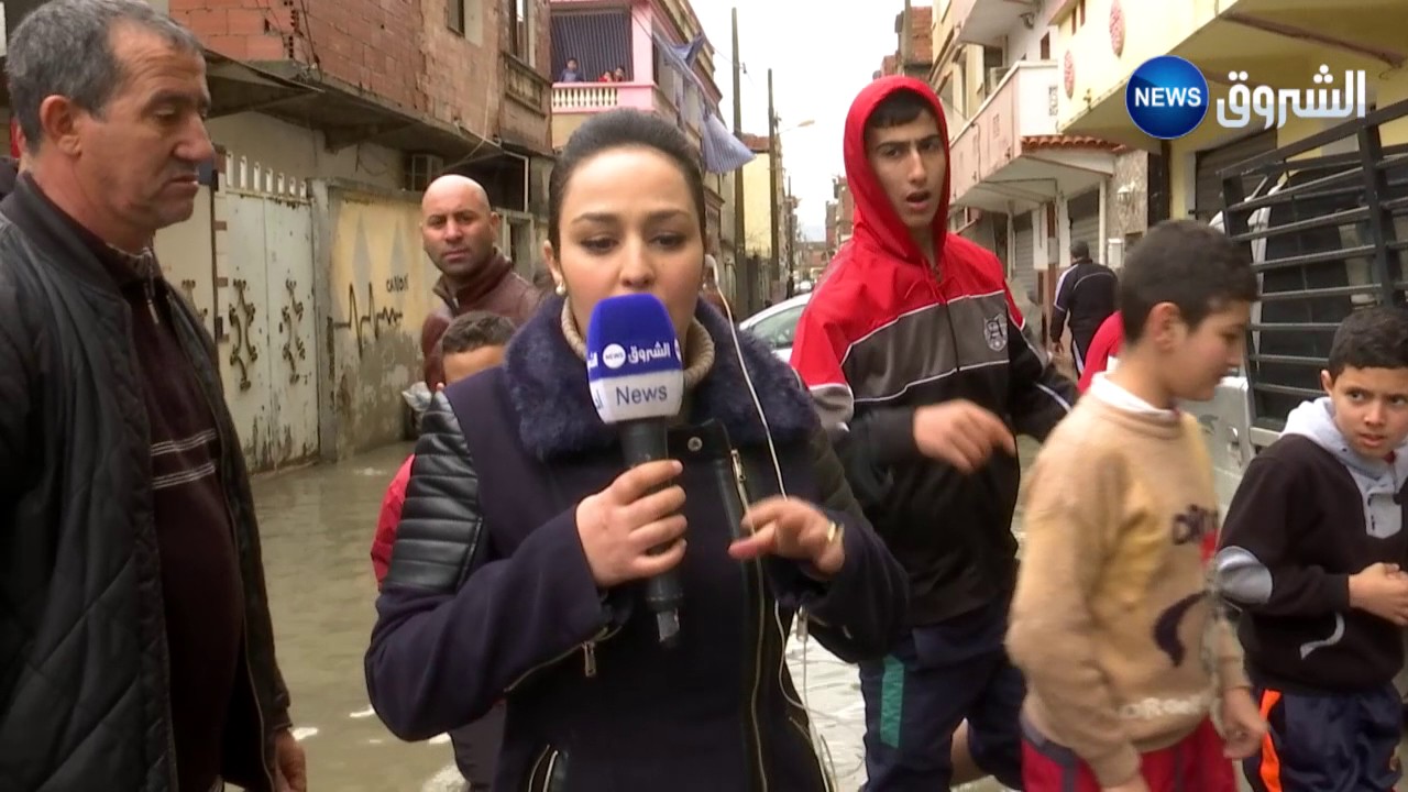 مباشر حنان خوجة . أحياء الزواوي بالشراربة تغرق في الأمطار