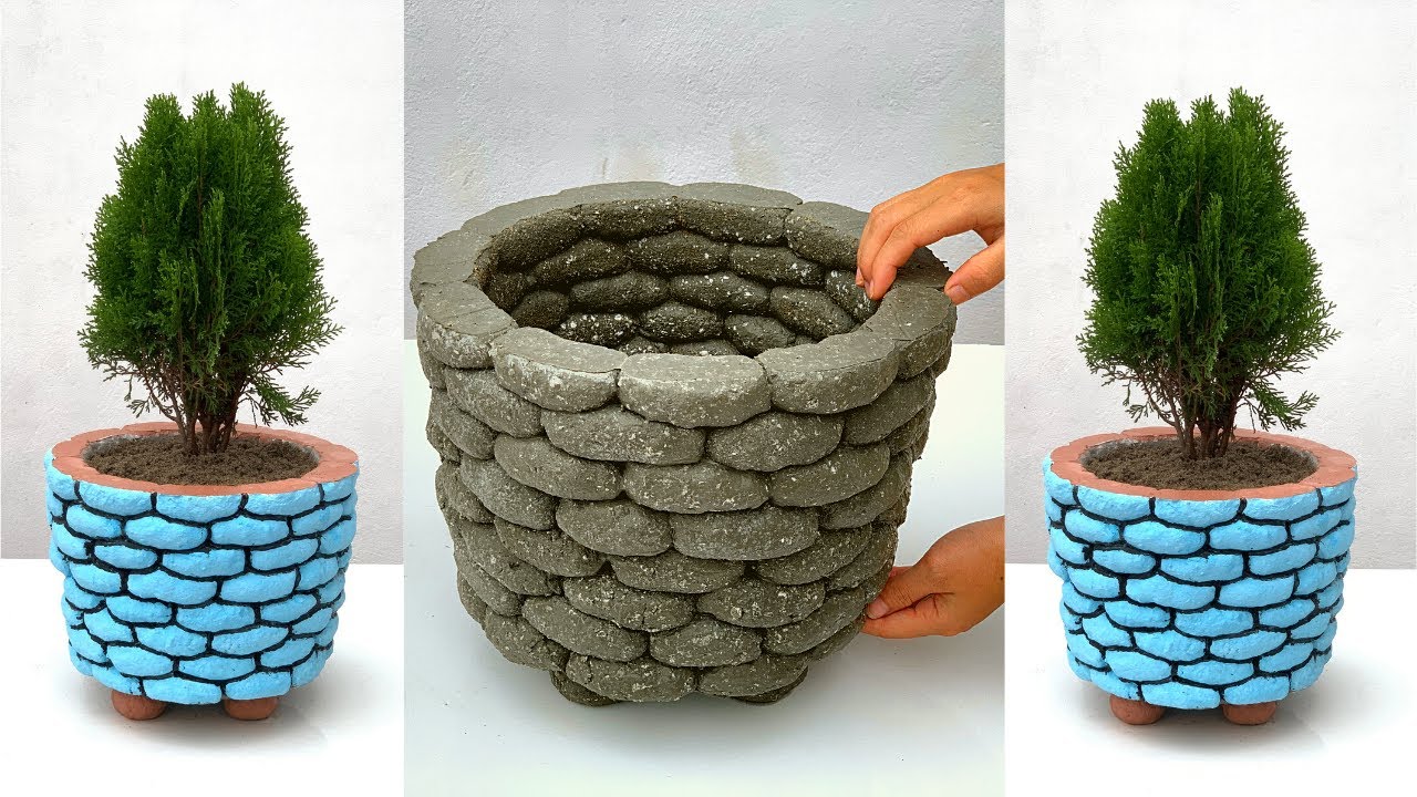 How To Make Bonsai Pots From Foam and Cement - Attractive Ideas From Cement At Home