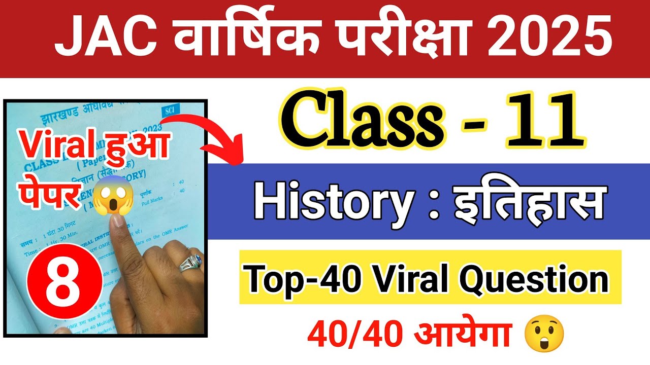 Class 11 History Paper 2025 | 😳 Viral Top 40 Question | Class 11 history important question answer