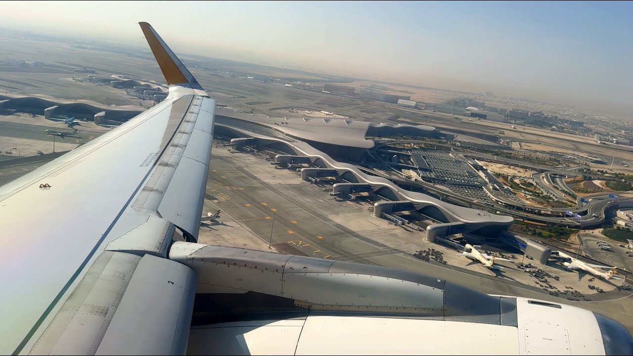 Etihad Airbus A320-200 Startup, Taxi, and Clear Morning Takeoff from Abu Dhabi