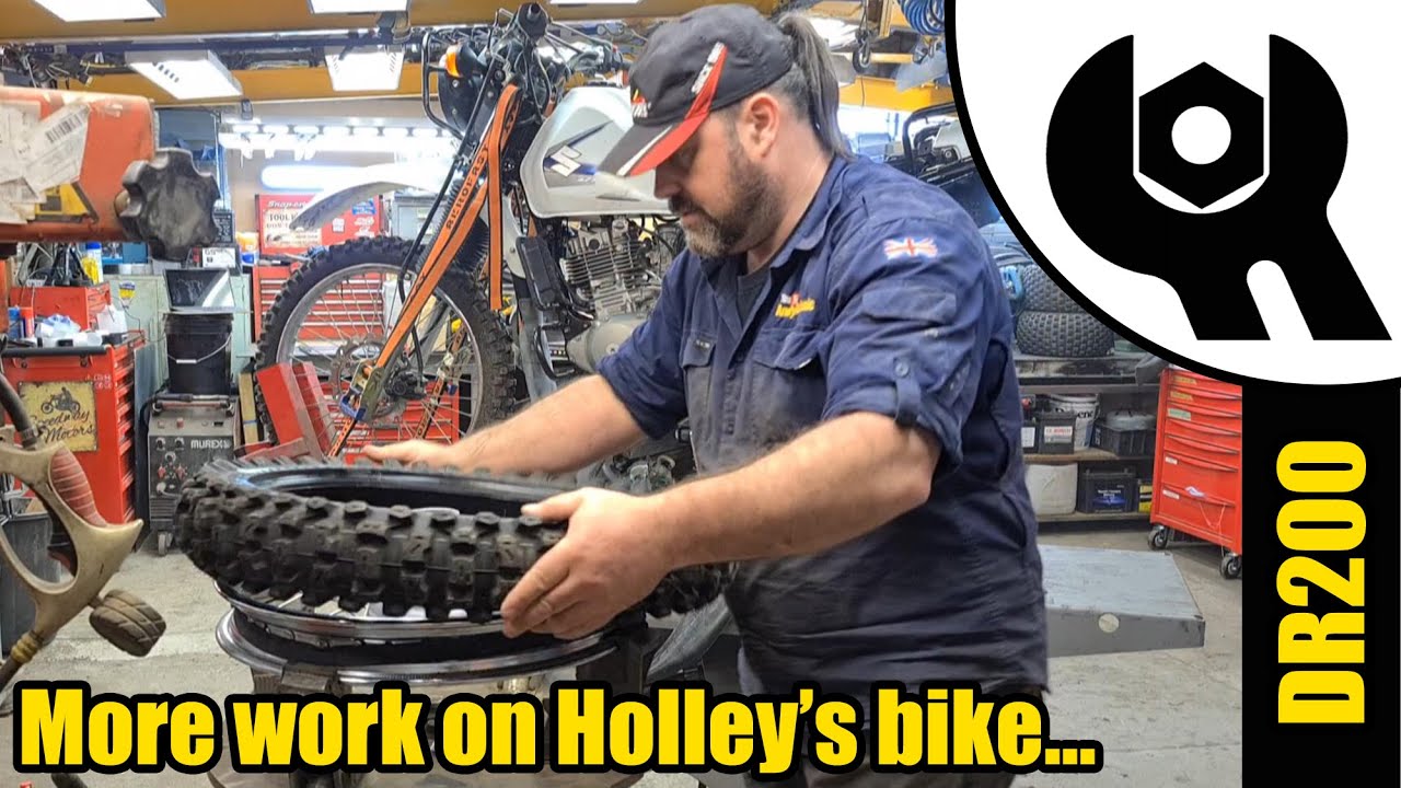 Holley's DR200 rear wheel, tyre & chain & sprockets fitment #1872