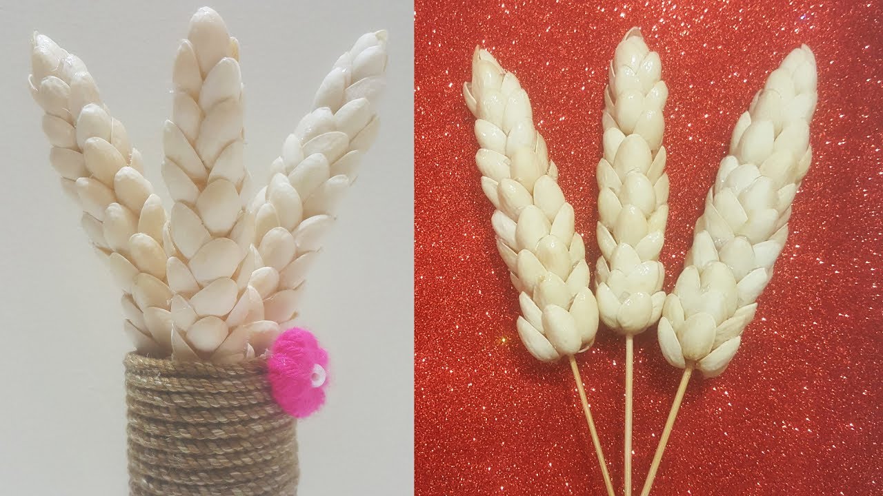 Awesome Pista Shell Stick Flower / Diy-Pistachio Shell Craft Idea.