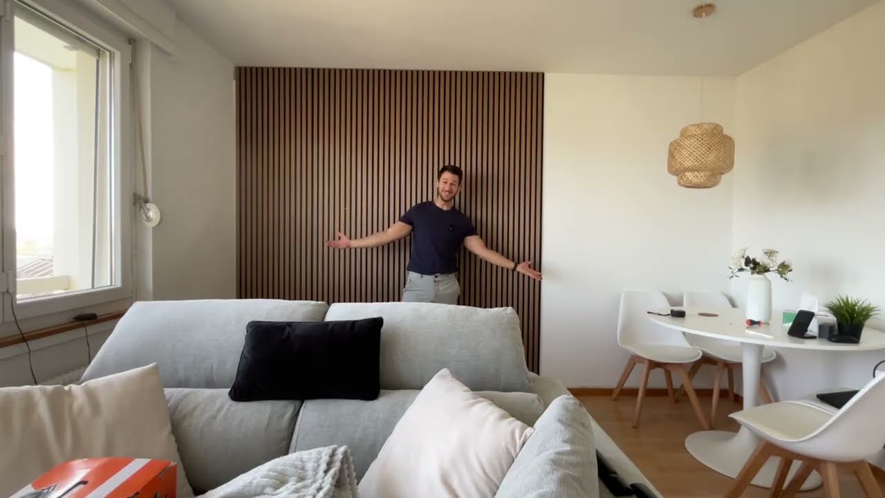 Modern Living Room Design | DIY Wood Slat Wall
