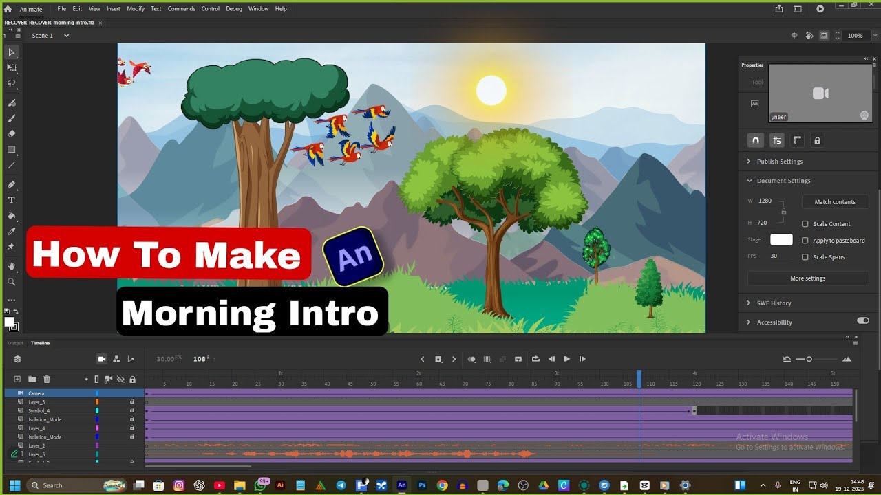 How To Make Morning Intro In Adobe Animate CC | Cartoon Video Kaise Banayen | Intro Making Tutorial 