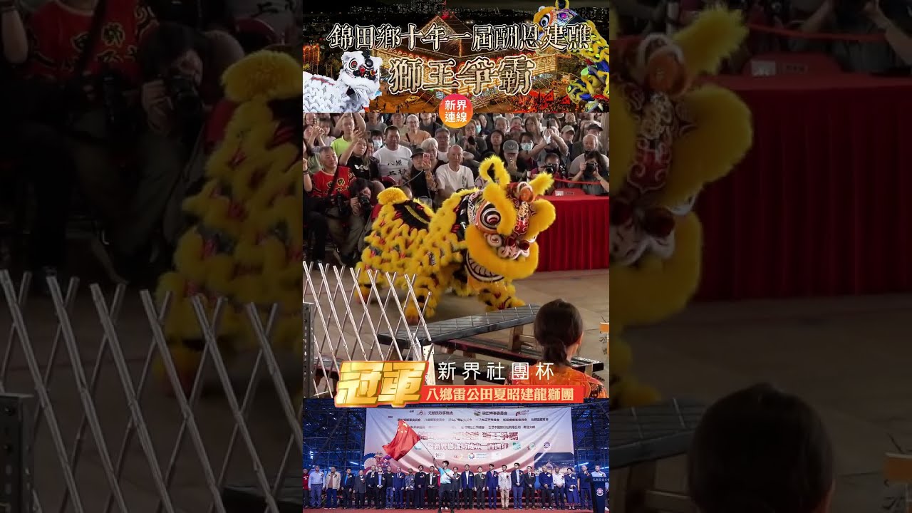 《錦田鄉十年一屆酬恩建醮》#獅王爭霸 #新界社團杯 #冠軍 #八鄉雷公田夏昭建龍獅團