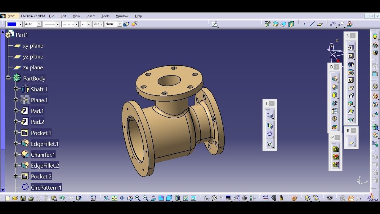 Feed Check Valve Body Design in Catia V5 _ Advanced Catia V5 Tutorial