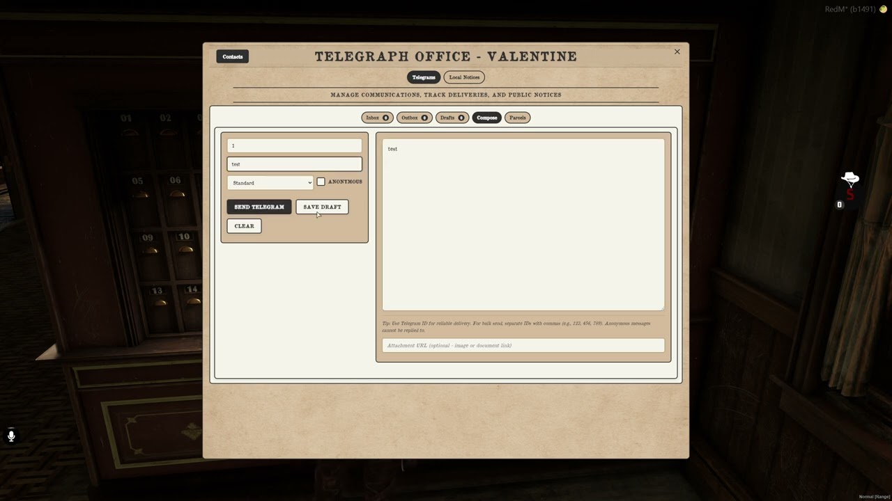 Crowe Telegram &ndash; Authentic Western Telegraph & Parcel System for RedM (VORP)