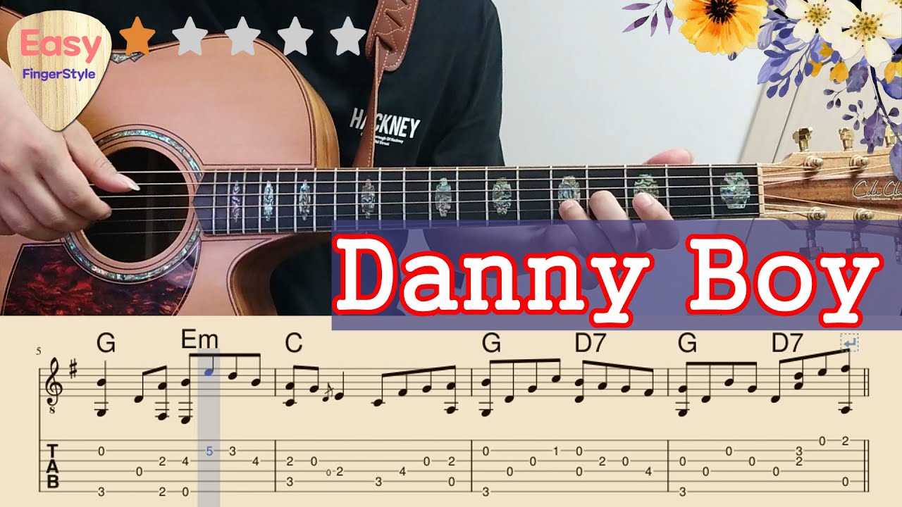 🔴Danny Boy - Easy Fingerstyle Guitar Tutorial - Irish Traditional Folk Song - TAB and Chords