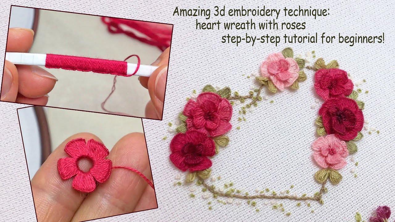 Easy 3D Flower Embroidery Anyone Can Do - New Technique! - step-by-step tutorial for beginners!