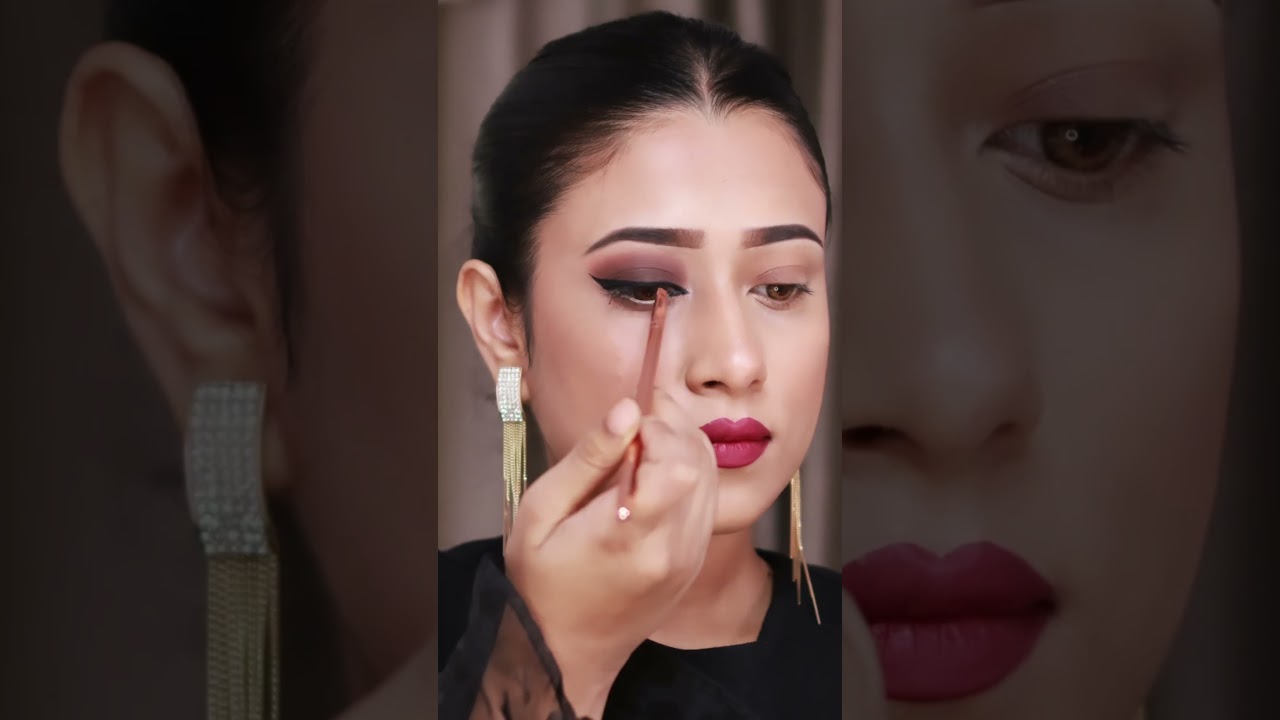 Bold Dramatic eyemakeup look #shorts #brownsmokeyeye #makeuptutorial #makeupguide #barshapatra