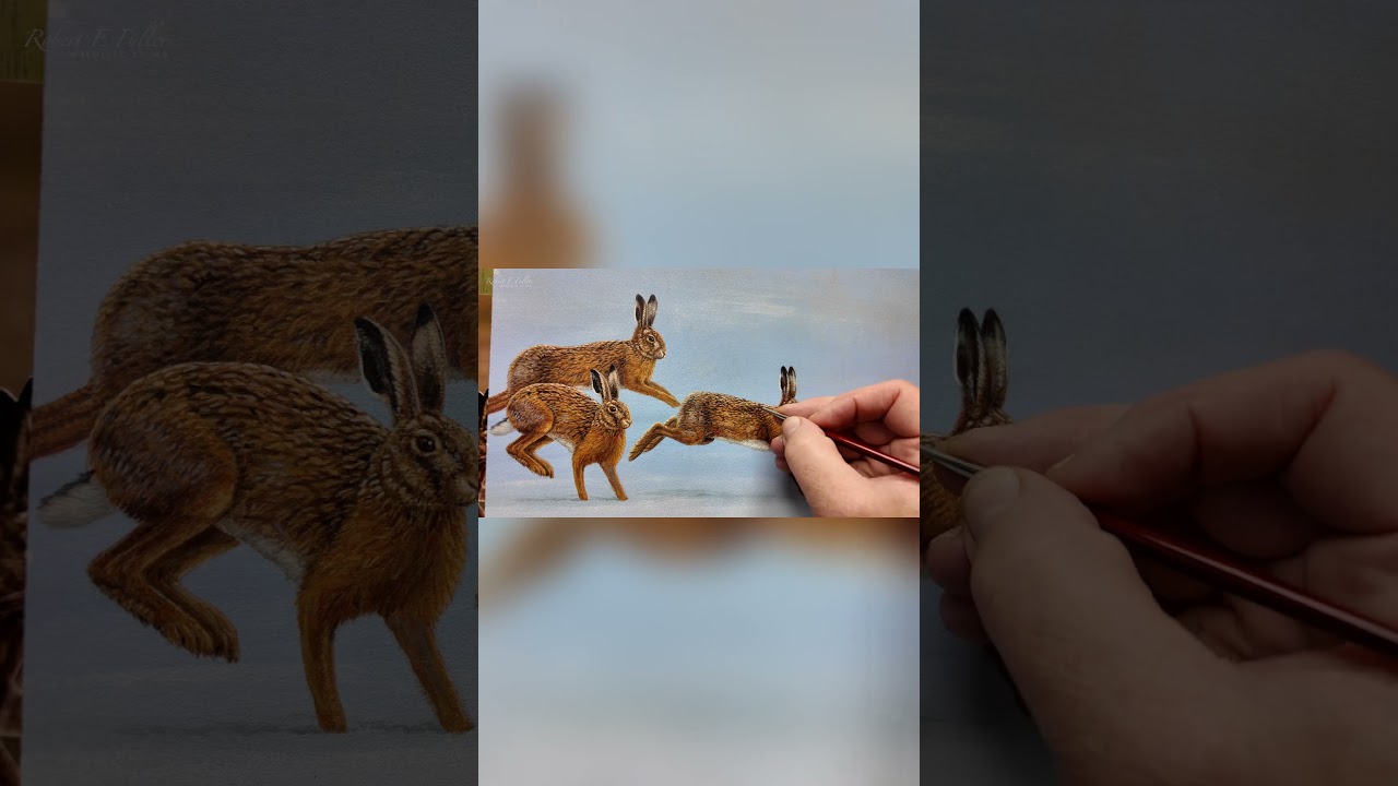 Painting a winter hare scene🎨🖌🐇