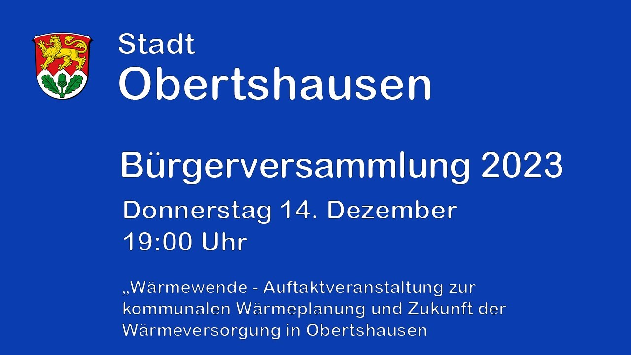 Stadt Obertshausen - Bürgerversammlung - Donnerstag 14. Dezember 2023 - 19:00 Uhr