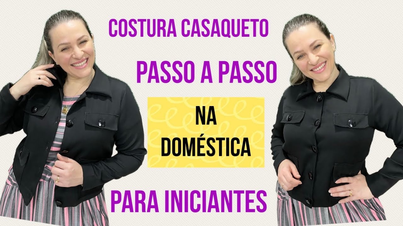 COSTURE CASAQUETO COM GOLA E BOLSO FÁCIL PARA INICIANTES PASSO A PASSO #costurafácil #costurando