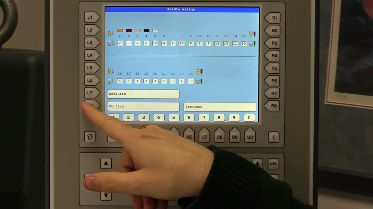 Loading an embroidery design on the T8 Controller and running the machine