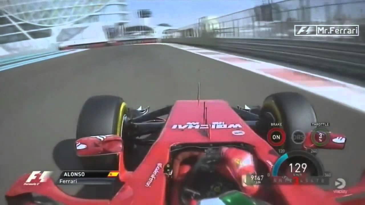 Fernando Alonso controlling his Ferrari Abu Dhabi 2014