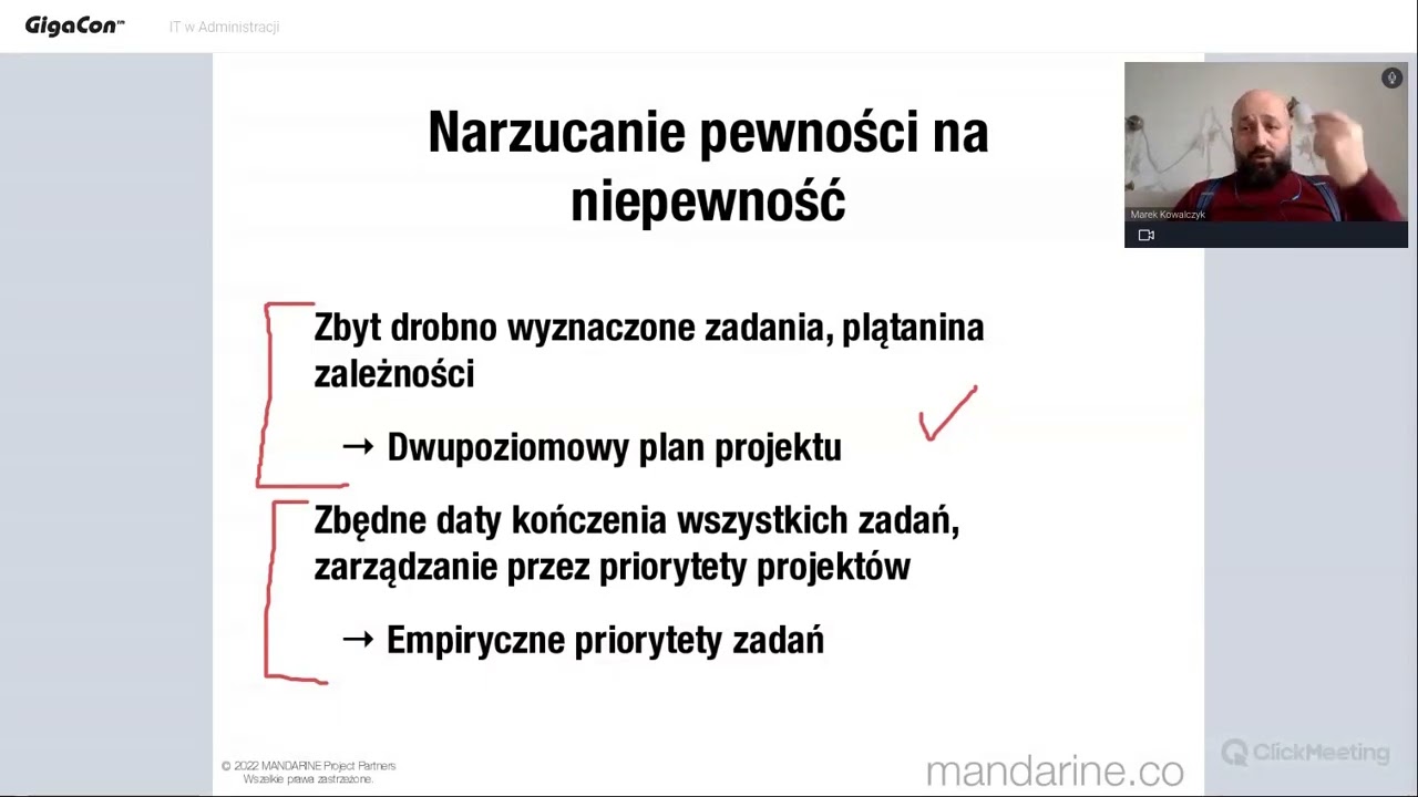 Marek Kowalczyk MANDARINE — Metoda łańcucha krytycznego (jeden projekt) — Gigacon IT w Administracji