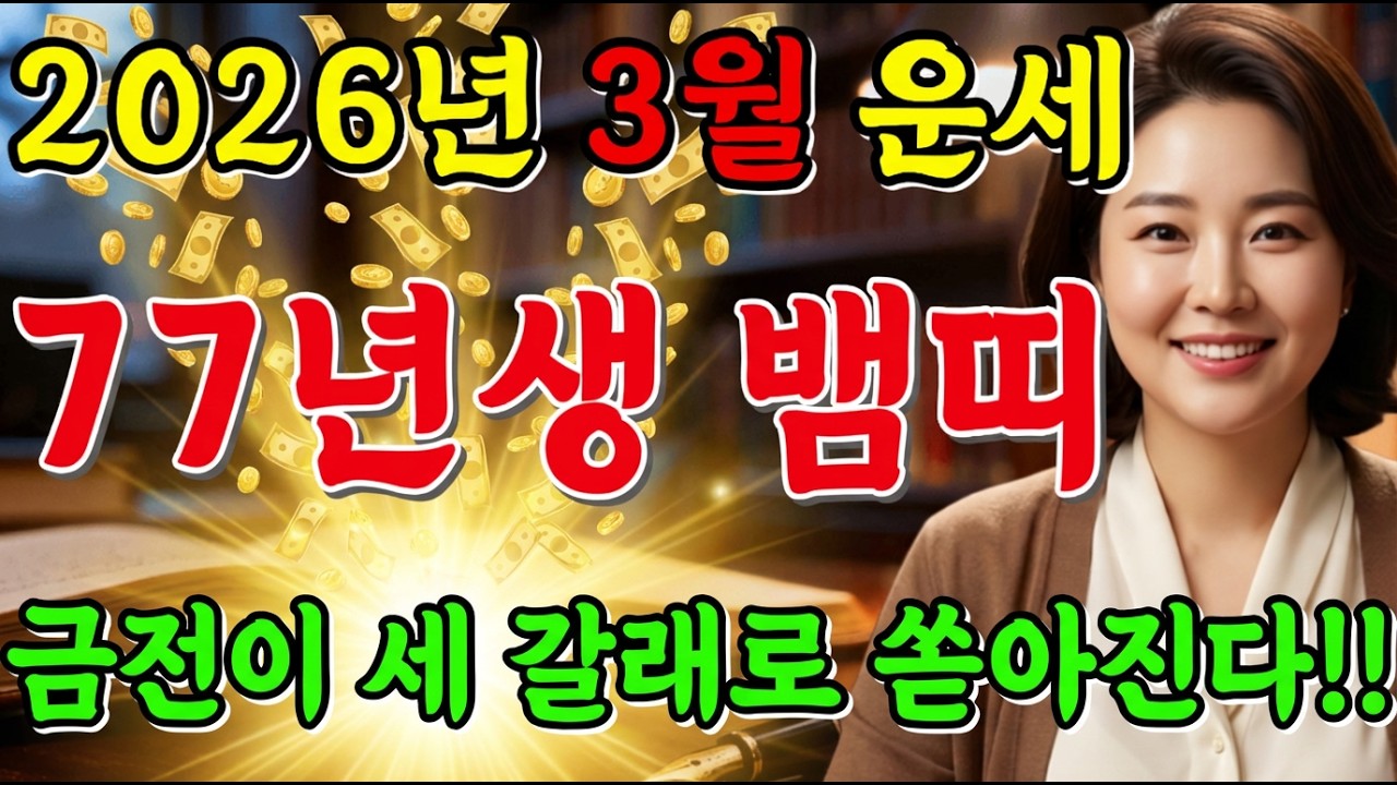 ✨2026년 1977년생 3월 뱀띠운세✨내가 50세 뱀띠라면 올해 무조건 대박납니다! 막혀있던 금전,재물,문서운 모두 초대박난다! 77년생 50세 뱀띠의 운명과 병오년 신년운세!
