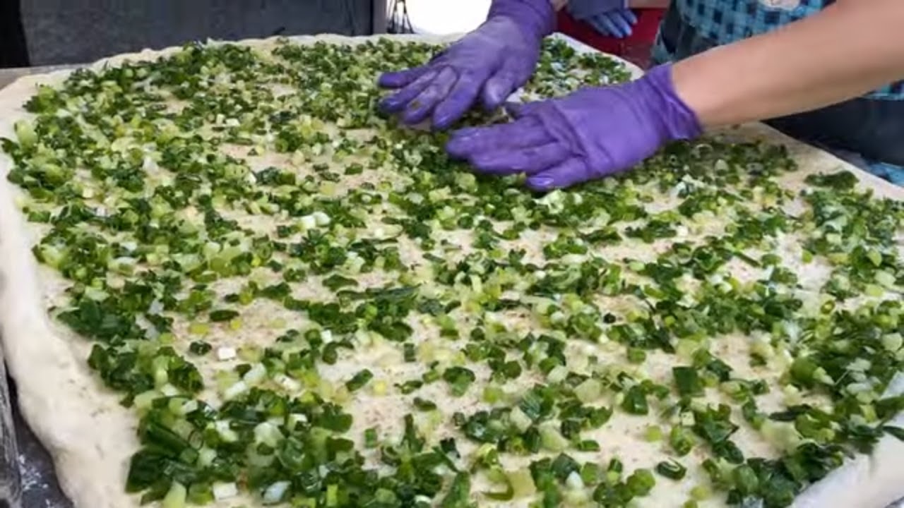Giant Scallion Pancake, Chinese Chive Pocket - Taiwanese Street Food