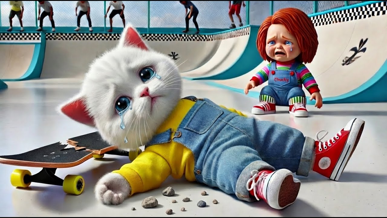 Kitten Chucky Skateboard Accident | Poor Mother Cat