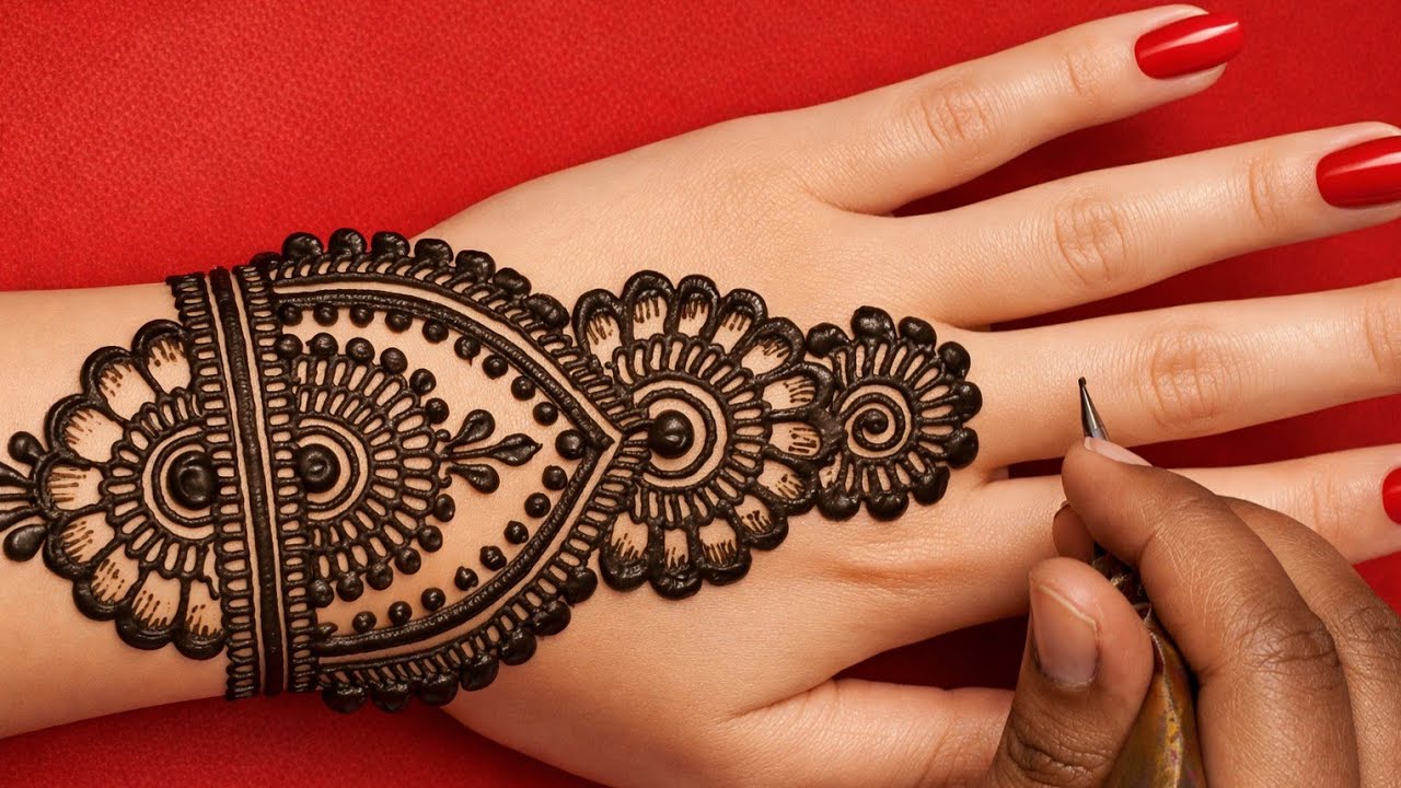 Back hand beautiful henna design - Simple and easy mehndi designs for hands