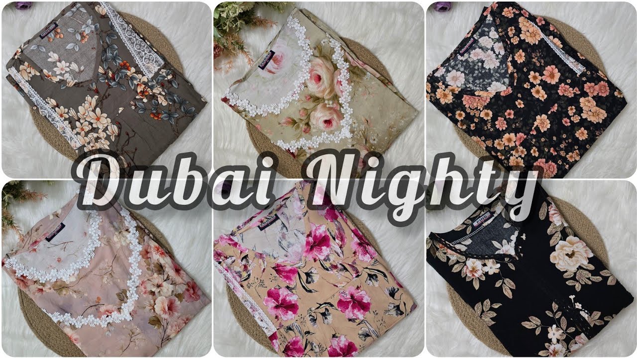 ദുബൈ നൈറ്റി Imported Rayon Nighty 📌Plus Size Dubai Maxi📌Full sleeve Nighty 