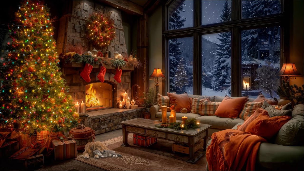 Warm Fireplace Ambience 2026 | Cozy Christmas Cabin with Crackling Fire for Sleep and Calm