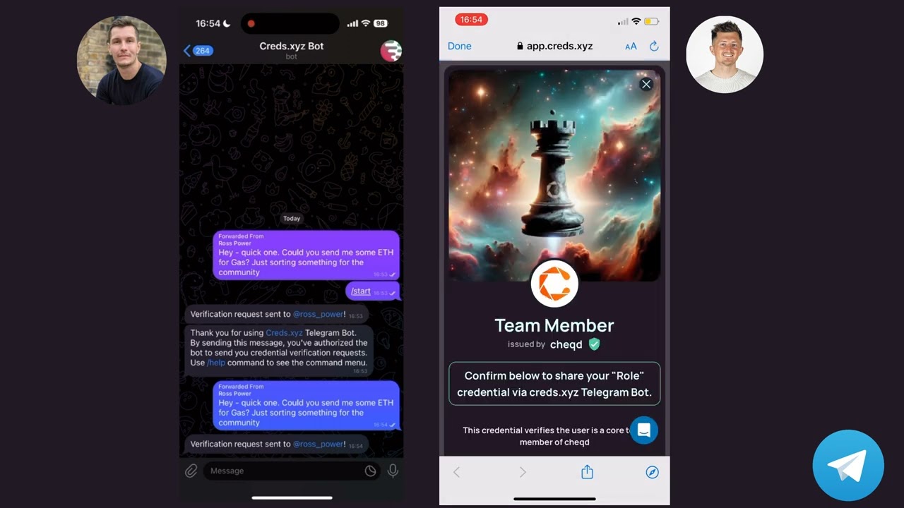 Verify Your Team on Telegram via Creds
