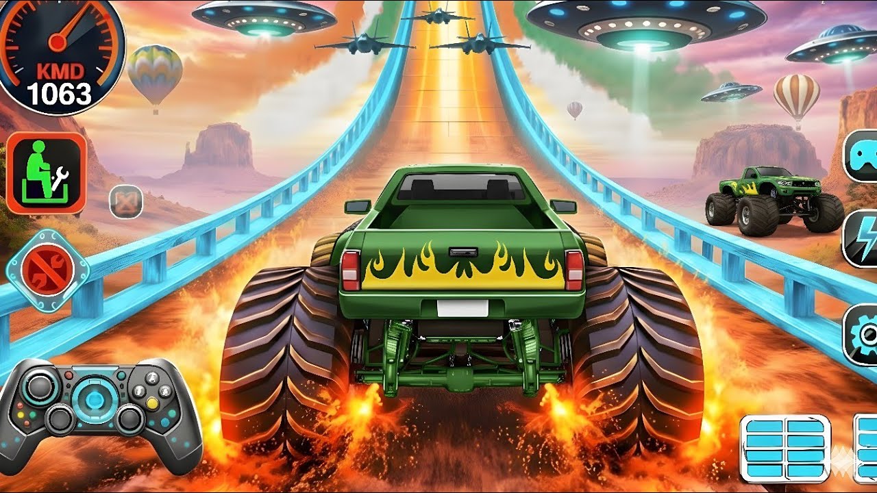 🚨Monster Truck Mega Ramp Extreme Racing Mega Ramp Extreme stunts 💥